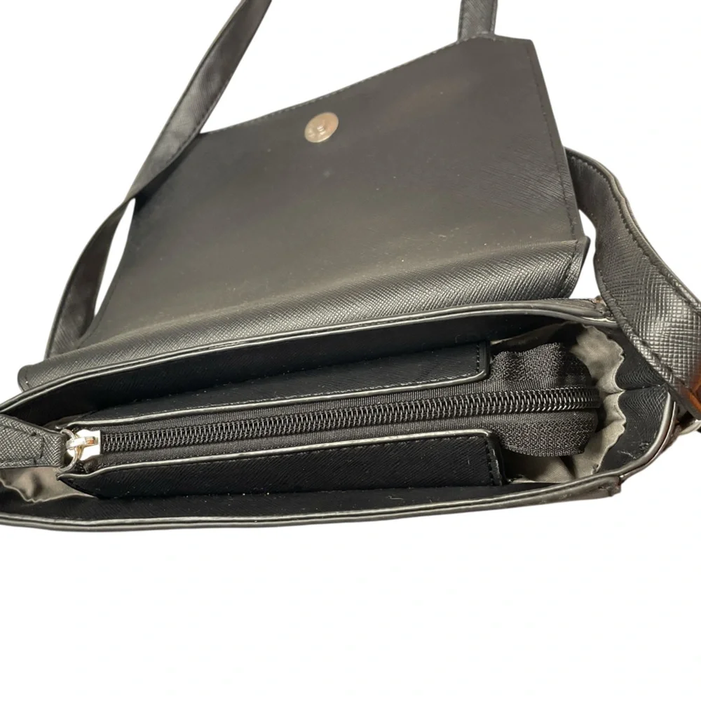 Flamingo Black and White Shoulder or Crossbody Bag with Pink Flamingos